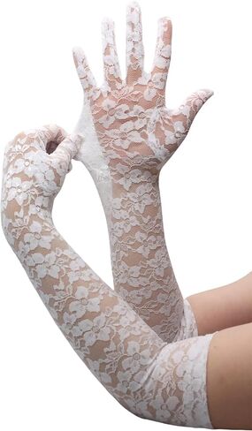 قفازات حفلات الشاي الأوبرا Athx Lace للنساء 19 "طول الأزهار الأزهار الزفاف حفل زفاف حفلة موسيقية طويلة القفازات ملحقات الأزياء in Kuwait