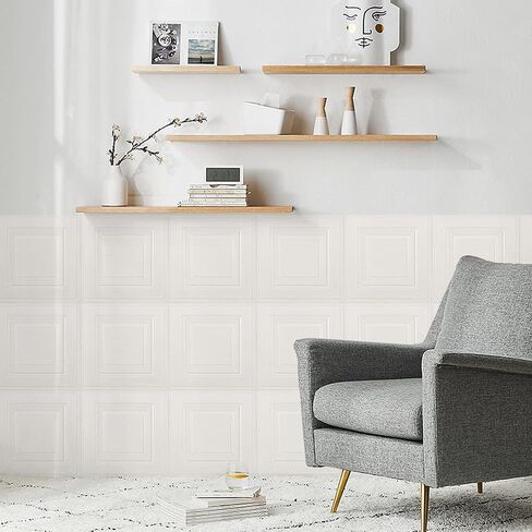 32 PCS Covered 42 Sq.Ft, Ceiling Tiles, Ceiling Tiles Peel and Stick, Self-Adhesive 3D Wall Panels Foam, Easy Intallation and Waterproof for Ceil and Wall Decor, White Modern Simple Square Pattern in Saudi Arabia