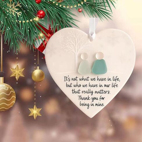 Heart-Shaped Sea Glass Friendship Decor - Handmade Glass Wall Art with Inspirational Quotes, Unique Christmas Tree & Valentine’s Day Ornaments for Home Garden Party Decor (5pc) in Saudi Arabia