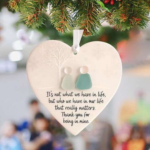 Heart-Shaped Sea Glass Friendship Decor - Handmade Glass Wall Art with Inspirational Quotes, Unique Christmas Tree & Valentine’s Day Ornaments for Home Garden Party Decor (5pc) in Saudi Arabia