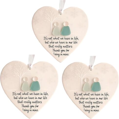 Heart-Shaped Sea Glass Friendship Decor - Handmade Glass Wall Art with Inspirational Quotes, Unique Christmas Tree & Valentine’s Day Ornaments for Home Garden Party Decor (5pc) in Saudi Arabia