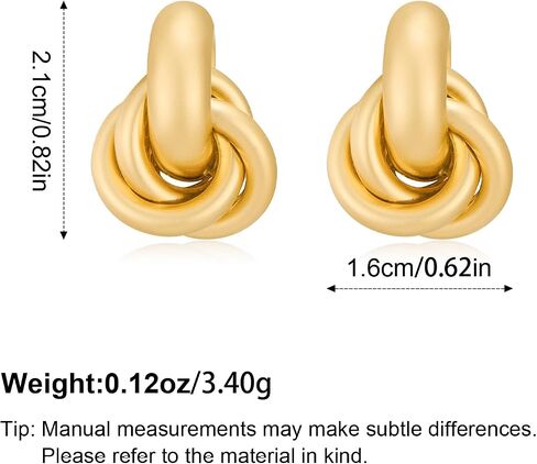 FILMOON Gold Geometric Drop Dangle Earrings for Women 18K Chunky Trendy Knot Stud Small Twisted Link Earring Jewelry Gift in Saudi Arabia