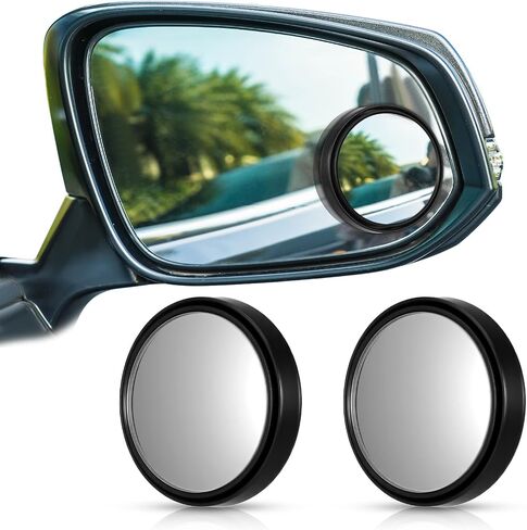 2 Pack Blind Spot Mirrors For Car Wide-Angle Convex Mirror For Side View Mirror Blindspot Round Self Adhesive Angle Adjustable Blind Spot Mirrors Black For Car And Truck Accessories in Saudi Arabia