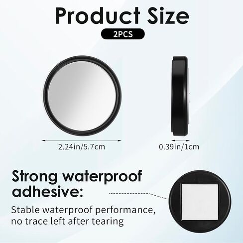 2 Pack Blind Spot Mirrors For Car Wide-Angle Convex Mirror For Side View Mirror Blindspot Round Self Adhesive Angle Adjustable Blind Spot Mirrors Black For Car And Truck Accessories in Saudi Arabia