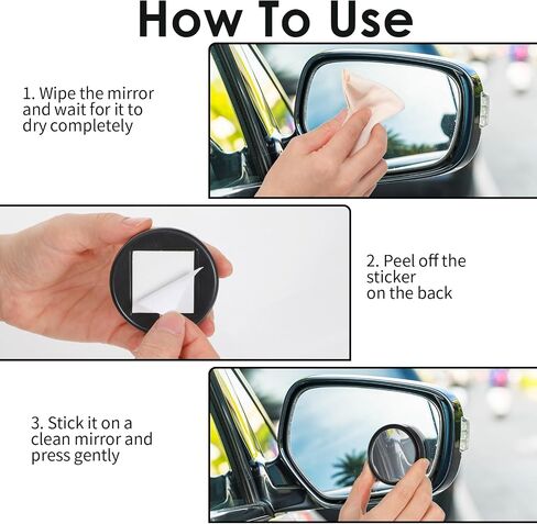 2 Pack Blind Spot Mirrors For Car Wide-Angle Convex Mirror For Side View Mirror Blindspot Round Self Adhesive Angle Adjustable Blind Spot Mirrors Black For Car And Truck Accessories in Saudi Arabia