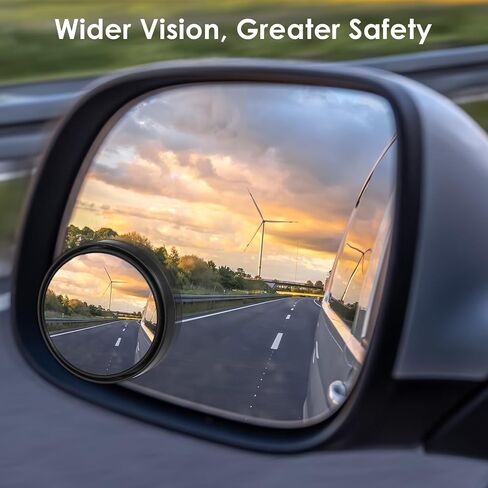 2 Pack Blind Spot Mirrors For Car Wide-Angle Convex Mirror For Side View Mirror Blindspot Round Self Adhesive Angle Adjustable Blind Spot Mirrors Black For Car And Truck Accessories in Saudi Arabia