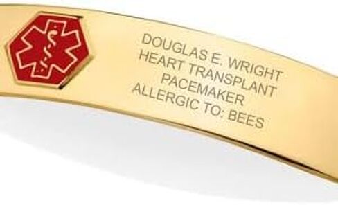 سوار المعرف الطبي الأحمر الكلاسيكي المليء بالذهب in Kuwait