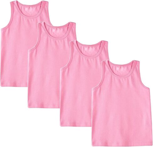 Fomann Kids Cotton Tank Top 4 Pk Boys Girls Solid Color Take Top Children Top Stirts Shirts in Kuwait