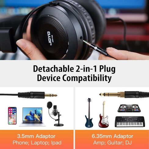 JOYO Studio Headphones Monitor Headphone for Recording Over Ear Noise Canceling for Guitar Cellphone Mixer Amplifier Podcast DJ and Keyboard Piano (JMH-02) in Saudi Arabia