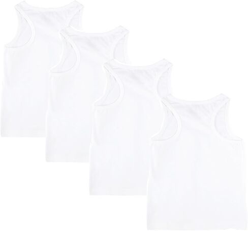 Fomann Kids Cotton Tank Top 4 Pk Boys Girls Solid Color Take Top Children Top Stirts Shirts in Kuwait