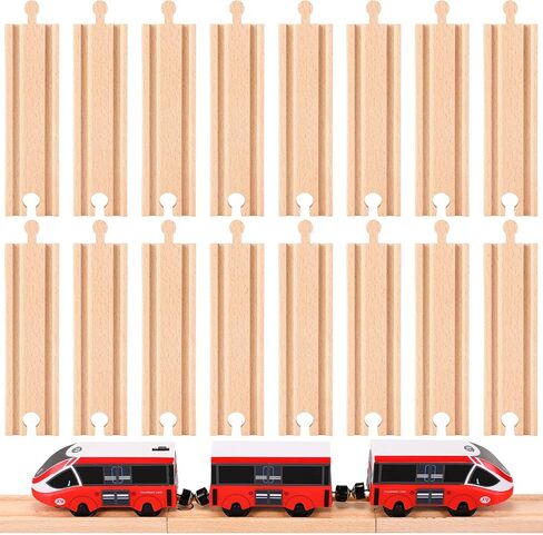 Liliful 16 Pcs Straight Wooden Tracks Expansion Male Male Female Female Train Track Adapters Railway Train Track Connectors Train Track Accessories for Table Activity, Compatible with Railroad Set in Saudi Arabia