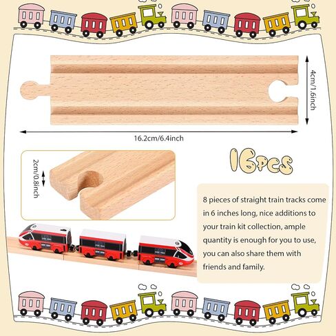 Liliful 16 Pcs Straight Wooden Tracks Expansion Male Male Female Female Train Track Adapters Railway Train Track Connectors Train Track Accessories for Table Activity, Compatible with Railroad Set in Saudi Arabia