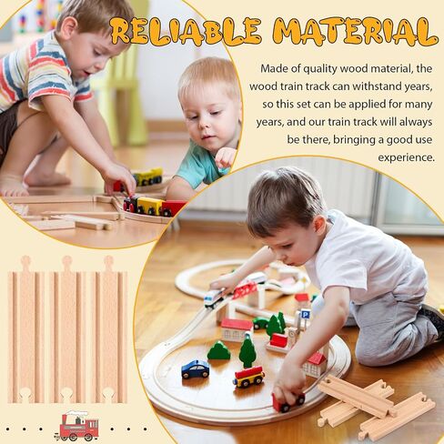 Liliful 16 Pcs Straight Wooden Tracks Expansion Male Male Female Female Train Track Adapters Railway Train Track Connectors Train Track Accessories for Table Activity, Compatible with Railroad Set in Saudi Arabia