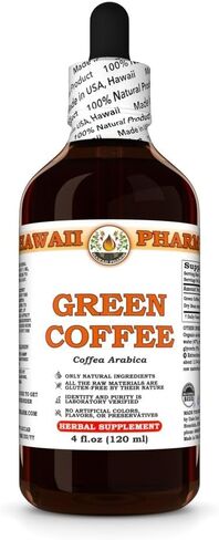 القهوة الخضراء (Coffea Arabica) صبغة فاصوليا جافة ، مصنوعة في هاواي ، كلها طبيعية ، نباتي ، مستخلص سائل نقي - 4 fl.oz in Kuwait