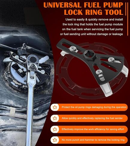 Universal Fuel Pump Removal Tool, 5.31" to 7.17" Adjustable Fuel Pump Lock Ring Tool, Fuel Tank Lock Ring Removal & Installer Tool, Car Fuel Lid Tank Cover Collar Ring Spanner, Fuel Tank Repair Tool in Saudi Arabia