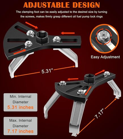Universal Fuel Pump Removal Tool, 5.31" to 7.17" Adjustable Fuel Pump Lock Ring Tool, Fuel Tank Lock Ring Removal & Installer Tool, Car Fuel Lid Tank Cover Collar Ring Spanner, Fuel Tank Repair Tool in Saudi Arabia