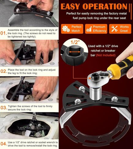 Universal Fuel Pump Removal Tool, 5.31" to 7.17" Adjustable Fuel Pump Lock Ring Tool, Fuel Tank Lock Ring Removal & Installer Tool, Car Fuel Lid Tank Cover Collar Ring Spanner, Fuel Tank Repair Tool in Saudi Arabia