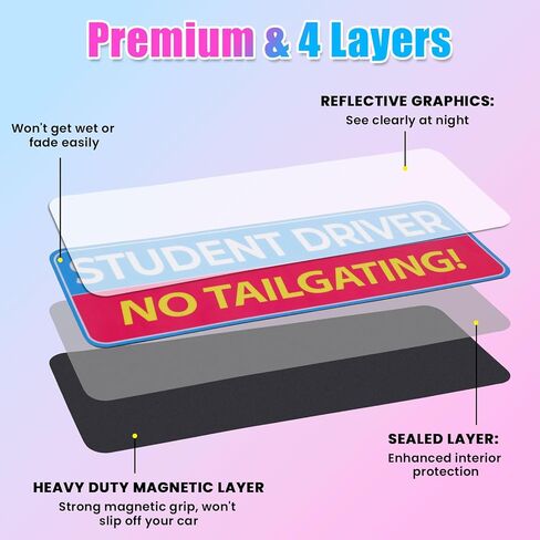 3pcs Student Driver Car Magnets, 3 Styles High Reflective Beginner Driver Safety Signs Cute Magnetic New Learner Drivers Bumper Sticker Novice Rookie Safety Attention Sign for Car Decorations in Saudi Arabia