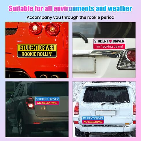 3pcs Student Driver Car Magnets, 3 Styles High Reflective Beginner Driver Safety Signs Cute Magnetic New Learner Drivers Bumper Sticker Novice Rookie Safety Attention Sign for Car Decorations in Saudi Arabia