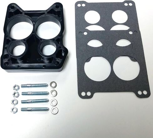 1" Phenolic Carburetor Spacer, Quadrajet 4-BBL Hole Ported w/Gaskets & Hardware in Kuwait