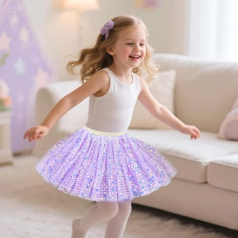 Toddler Girls Layered Tutus Skirt Sparkling Sequin Tulle Dance Skirts Birthday Fashion Clothes in Kuwait