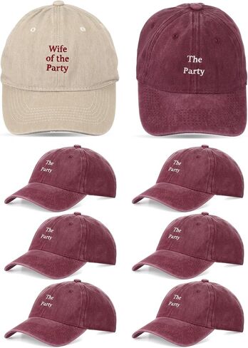 8 Pack Adjustable Bachelorette Hat, 1 Wife of the Party Cap and 7 the Party Cap for Bachelorette Bridesmaid Gift Wedding Bride Bach Decorations in Saudi Arabia