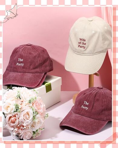 8 Pack Adjustable Bachelorette Hat, 1 Wife of the Party Cap and 7 the Party Cap for Bachelorette Bridesmaid Gift Wedding Bride Bach Decorations in Saudi Arabia