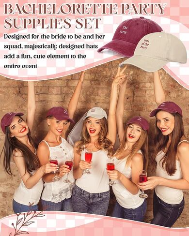8 Pack Adjustable Bachelorette Hat, 1 Wife of the Party Cap and 7 the Party Cap for Bachelorette Bridesmaid Gift Wedding Bride Bach Decorations in Saudi Arabia