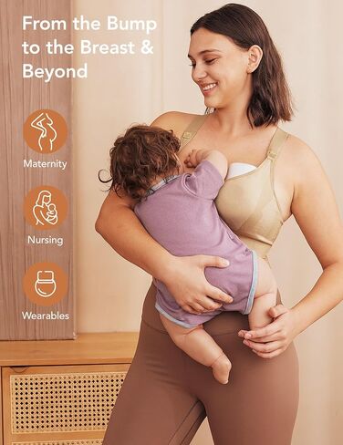 HOFISH Nursing Bras for Breastfeeding, Medium Support Nursing Sports Bra Wireless Comfort Maternity Bra in Saudi Arabia