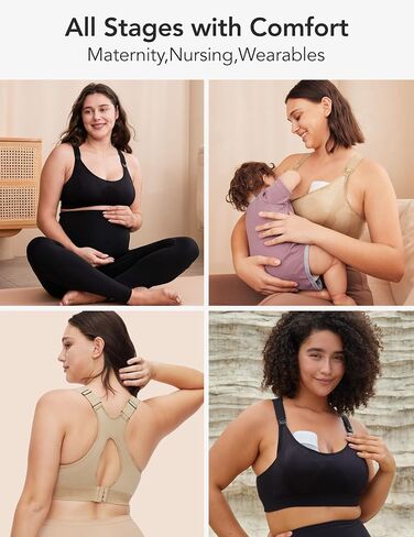 HOFISH Nursing Bras for Breastfeeding, Medium Support Nursing Sports Bra Wireless Comfort Maternity Bra in Saudi Arabia