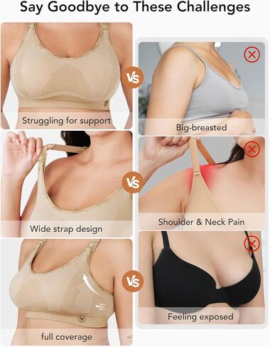 HOFISH Nursing Bras for Breastfeeding, Medium Support Nursing Sports Bra Wireless Comfort Maternity Bra in Saudi Arabia