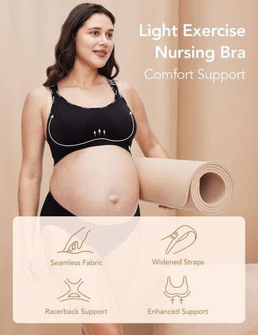 HOFISH Nursing Bras for Breastfeeding, Medium Support Nursing Sports Bra Wireless Comfort Maternity Bra in Saudi Arabia