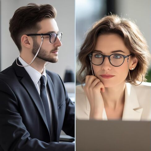 8 PCS Eyeglasses Eyeglasses أحواض نظارات العيون حول الرقبة ألوان داكنة أنيقة سلسلة النظارات متعددة الألوان مضفر السلسلة in Saudi Arabia