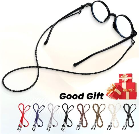 8 PCS Eyeglasses Eyeglasses أحواض نظارات العيون حول الرقبة ألوان داكنة أنيقة سلسلة النظارات متعددة الألوان مضفر السلسلة in Saudi Arabia