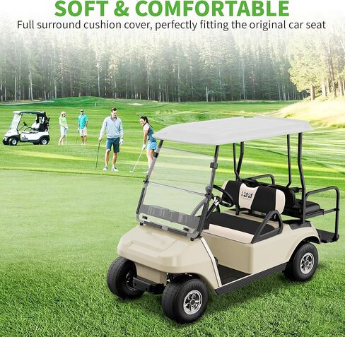 أغطية مقاعد عربة الجولف العالمية تناسب عربة الجولف القديمة، مادة متينة قابلة للتنفس تناسب مثل القفازات لسيارة EZGO TXT RXV Club Car DS، سهلة التركيب in Kuwait