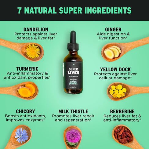 SUPERBONSAI Super Liver Support with Milk Thistle - All Natural Liver Cleanse Detox & Repair Aid - Doctor-Formulated Liver Supplement - Liquid Herbal Supplements for Liver Health - 1 Month Supply in Saudi Arabia