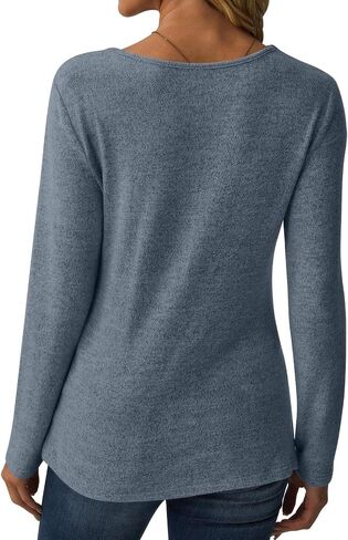 Women Long Sleeve Tunic Tops for Leggings V Neck Button Loose T Shirts 2025 Fall Dressy Casual Blouse Sweatshirt Sweater in Saudi Arabia
