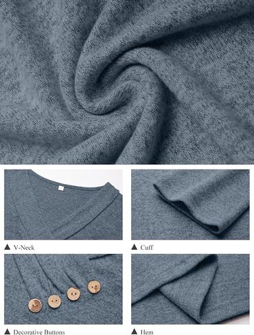 Women Long Sleeve Tunic Tops for Leggings V Neck Button Loose T Shirts 2025 Fall Dressy Casual Blouse Sweatshirt Sweater in Saudi Arabia