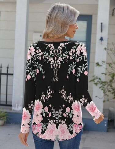 Zeagoo Womens Long Sleeve Tops 2025 V Neck Pleated Shirts Dressy Casual Tunic Blouses Loose Fit Fall Fashion Clothes in Saudi Arabia