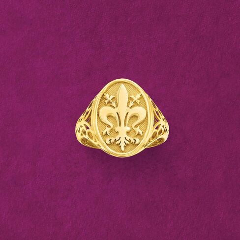Ross-Simons Italian 14kt Yellow Gold Fleur-De-Lis Signet Ring in Saudi Arabia