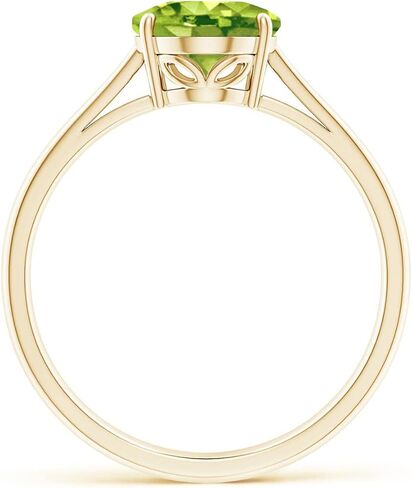 Angara Natural Oval Solitaire Peridot Cocktail Ring in Silver / 14K Solid Gold/Platinum | August Birthstone, Birthday, Engagement, Anniversary, Wedding Jewelry Gift for Women in Saudi Arabia
