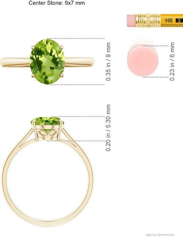 Angara Natural Oval Solitaire Peridot Cocktail Ring in Silver / 14K Solid Gold/Platinum | August Birthstone, Birthday, Engagement, Anniversary, Wedding Jewelry Gift for Women in Saudi Arabia