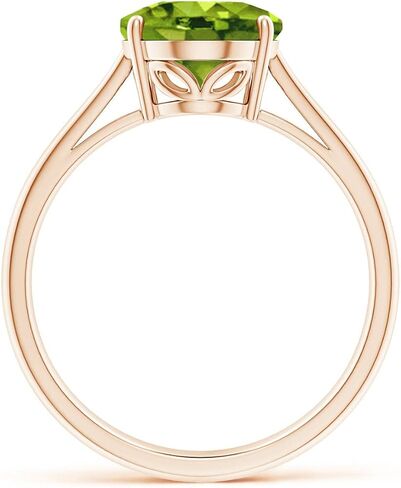 Angara Natural Oval Solitaire Peridot Cocktail Ring in Silver / 14K Solid Gold/Platinum | August Birthstone, Birthday, Engagement, Anniversary, Wedding Jewelry Gift for Women in Saudi Arabia