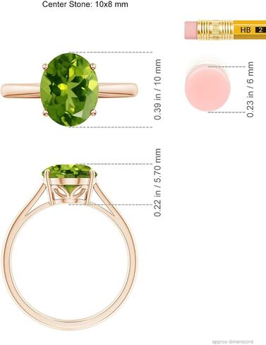 Angara Natural Oval Solitaire Peridot Cocktail Ring in Silver / 14K Solid Gold/Platinum | August Birthstone, Birthday, Engagement, Anniversary, Wedding Jewelry Gift for Women in Saudi Arabia