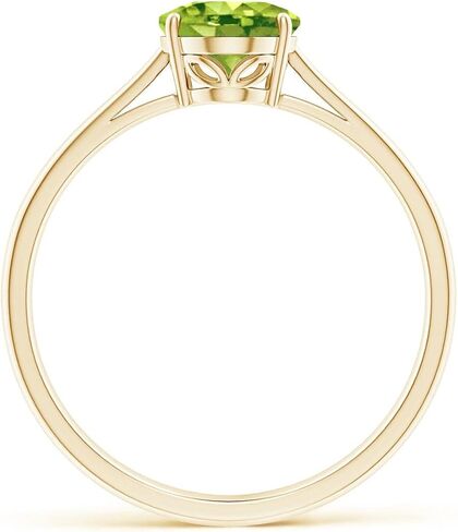 Angara Natural Oval Solitaire Peridot Cocktail Ring in Silver / 14K Solid Gold/Platinum | August Birthstone, Birthday, Engagement, Anniversary, Wedding Jewelry Gift for Women in Saudi Arabia