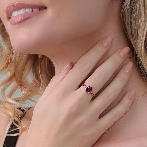 GEM Stone King 18K Rose Gold Gold Fild Red Rhodolite Garnet and Pink Lab Carner Diamond 3 Stone Rings for Women (1.43 CTTW ، Gemstone January Birthstone ، Oval 8x6mm ، متوفر في الحجم 5 ، 6 ، 7 ، 8 ، 9) in Saudi Arabia