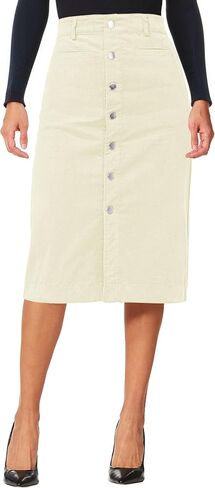 luvamia Corduroy Skirts for Women Midi Length High Waisted Button Down Trendy Stretchy Fall Elastic Waist Casual Skirt in Saudi Arabia