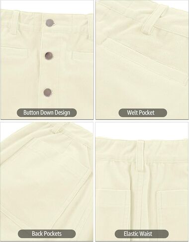 luvamia Corduroy Skirts for Women Midi Length High Waisted Button Down Trendy Stretchy Fall Elastic Waist Casual Skirt in Saudi Arabia