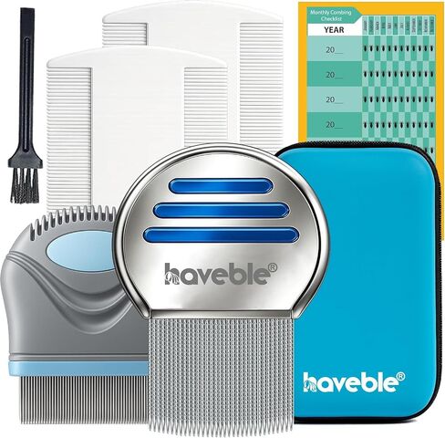 Professional 6-in-1 Lice, Nit & Dandruff Comb Kit | For Kids, Adults, Pets | All Hair Types | Micro Spiral, Precision & 2× Double-Sided Combs | Brush, Tracker & EVA Case | in Saudi Arabia