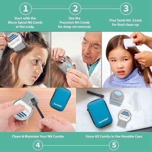 Professional 6-in-1 Lice, Nit & Dandruff Comb Kit | For Kids, Adults, Pets | All Hair Types | Micro Spiral, Precision & 2× Double-Sided Combs | Brush, Tracker & EVA Case | in Saudi Arabia